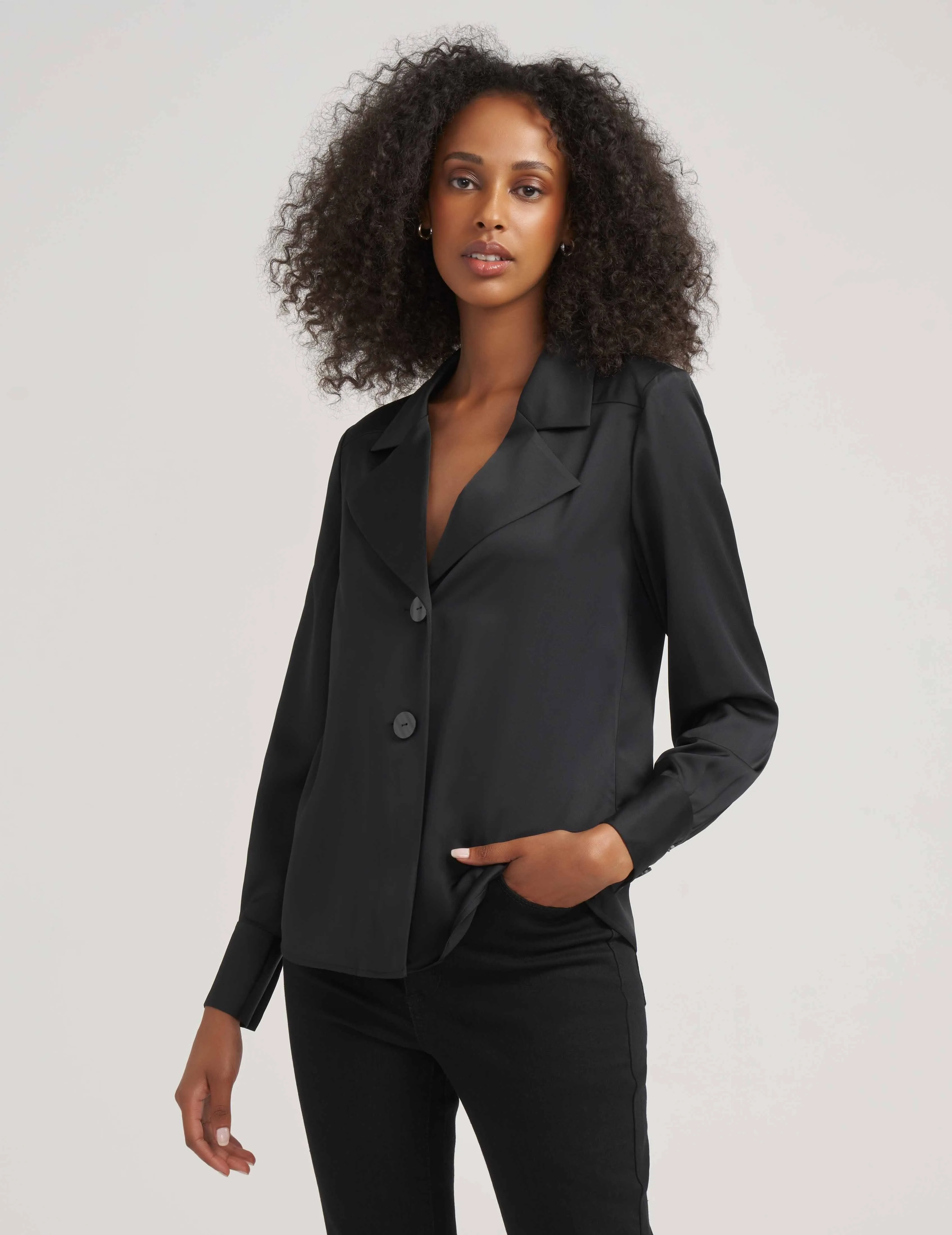 Two Button Notch Collar Oversized Blouse- Sale sold by Anne Klein product image thumbnail 2
