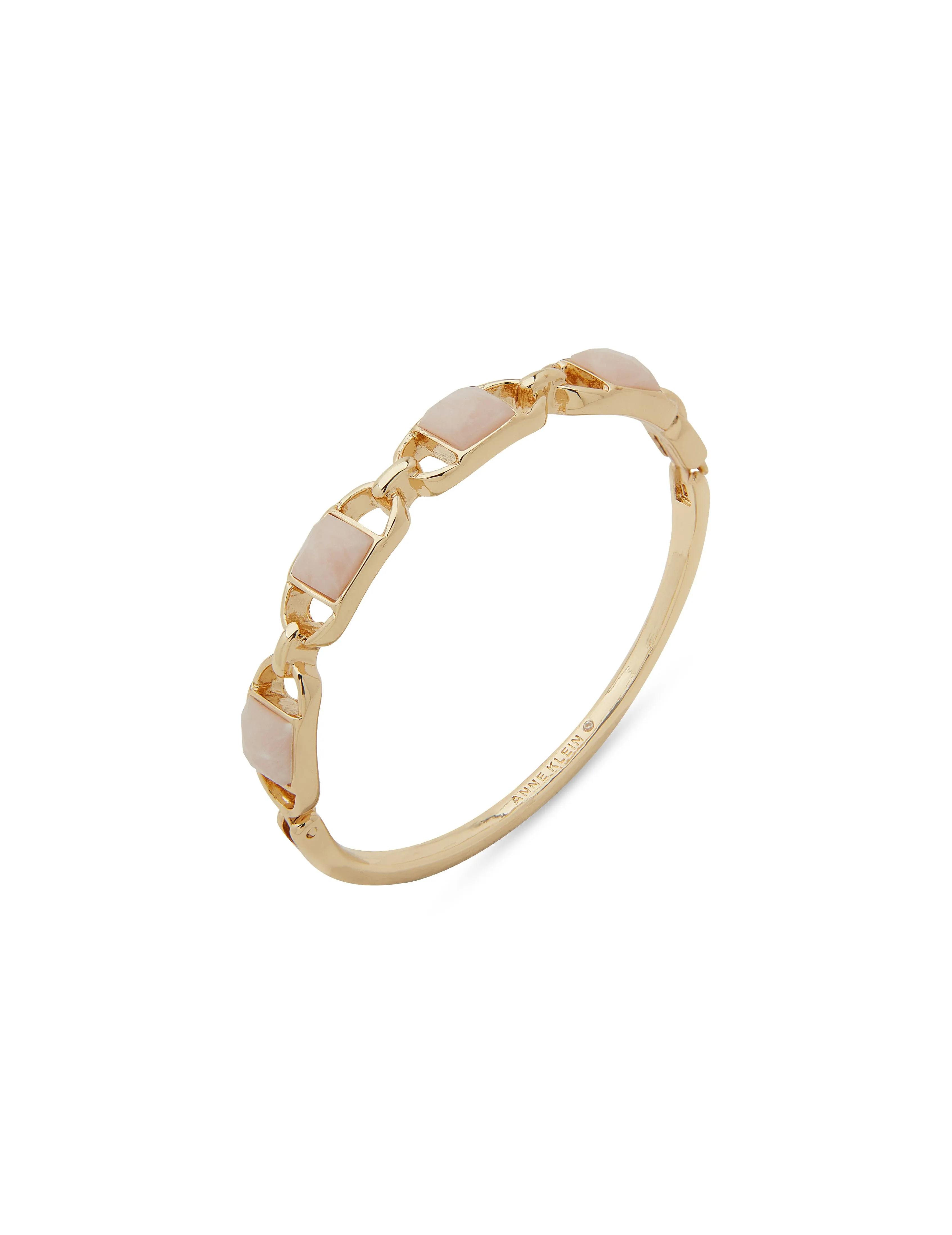 Rose Quartz Oval Hinge Bracelet in Gift Box sold by Anne Klein
