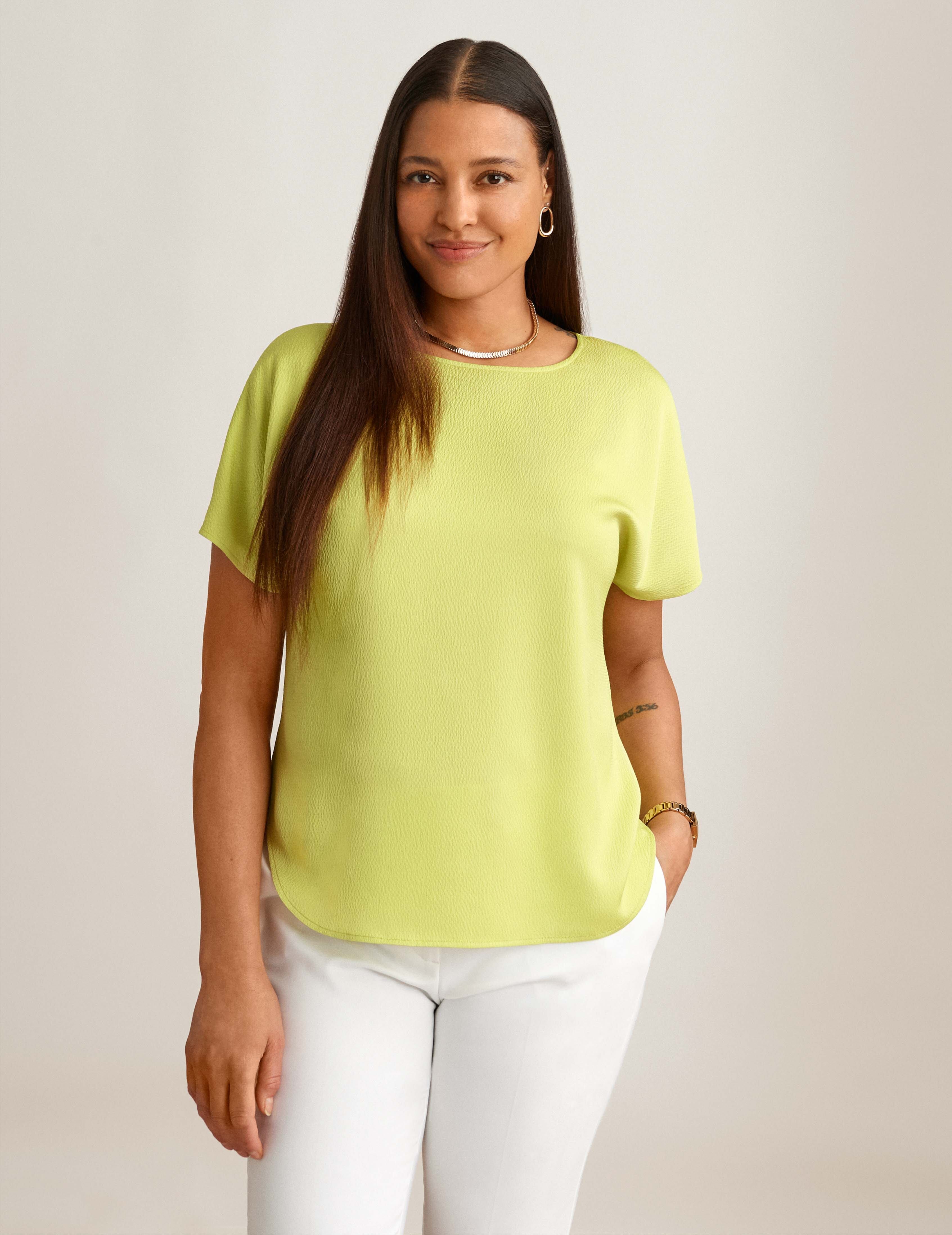 Short Sleeve Blouse With Bateau Neckline sold by Anne Klein