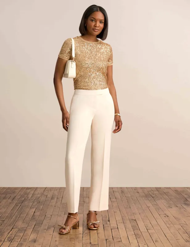Sequin Mesh Short Sleeve Banded Tee sold by Anne Klein