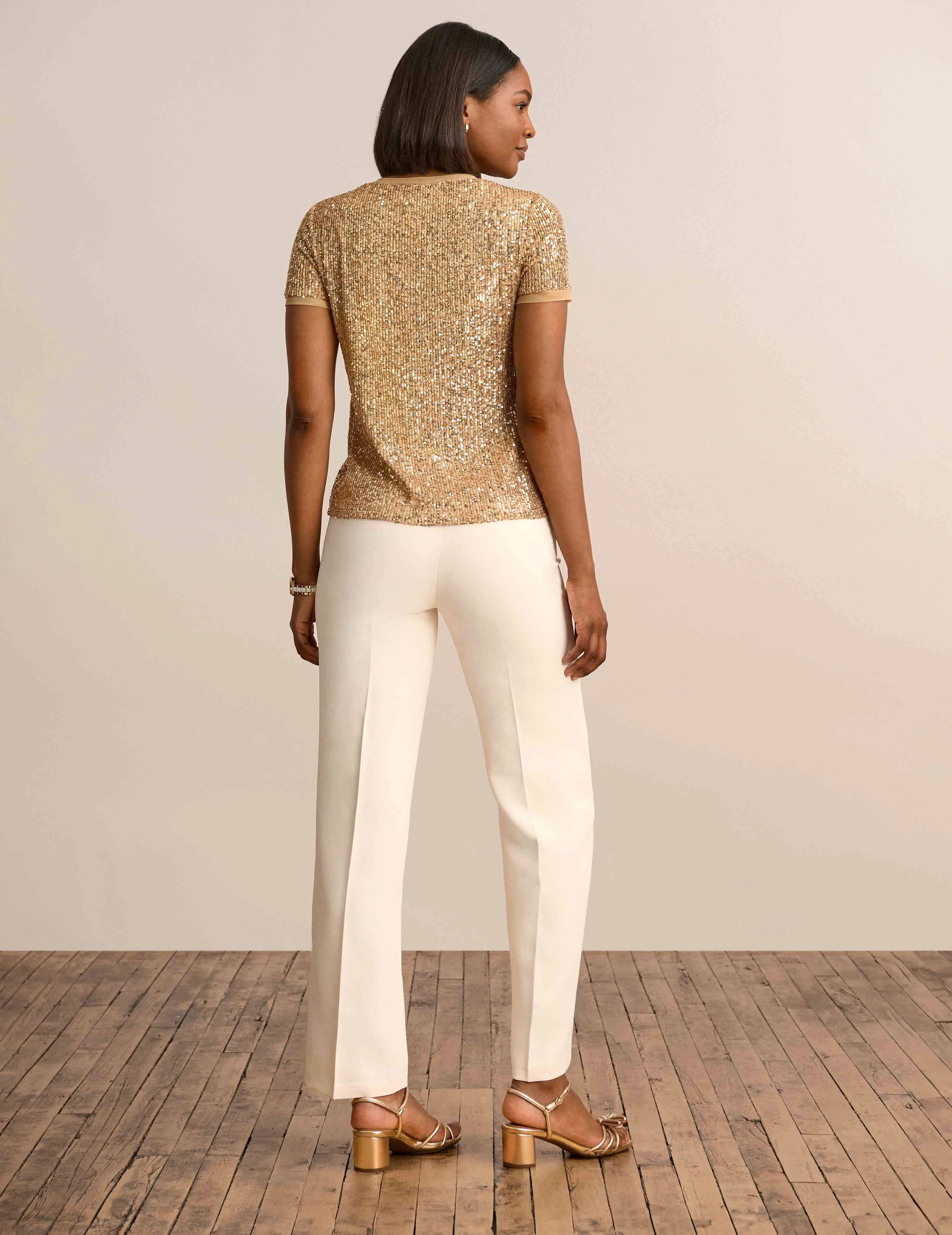 Sequin Mesh Short Sleeve Banded Tee sold by Anne Klein product image thumbnail 2