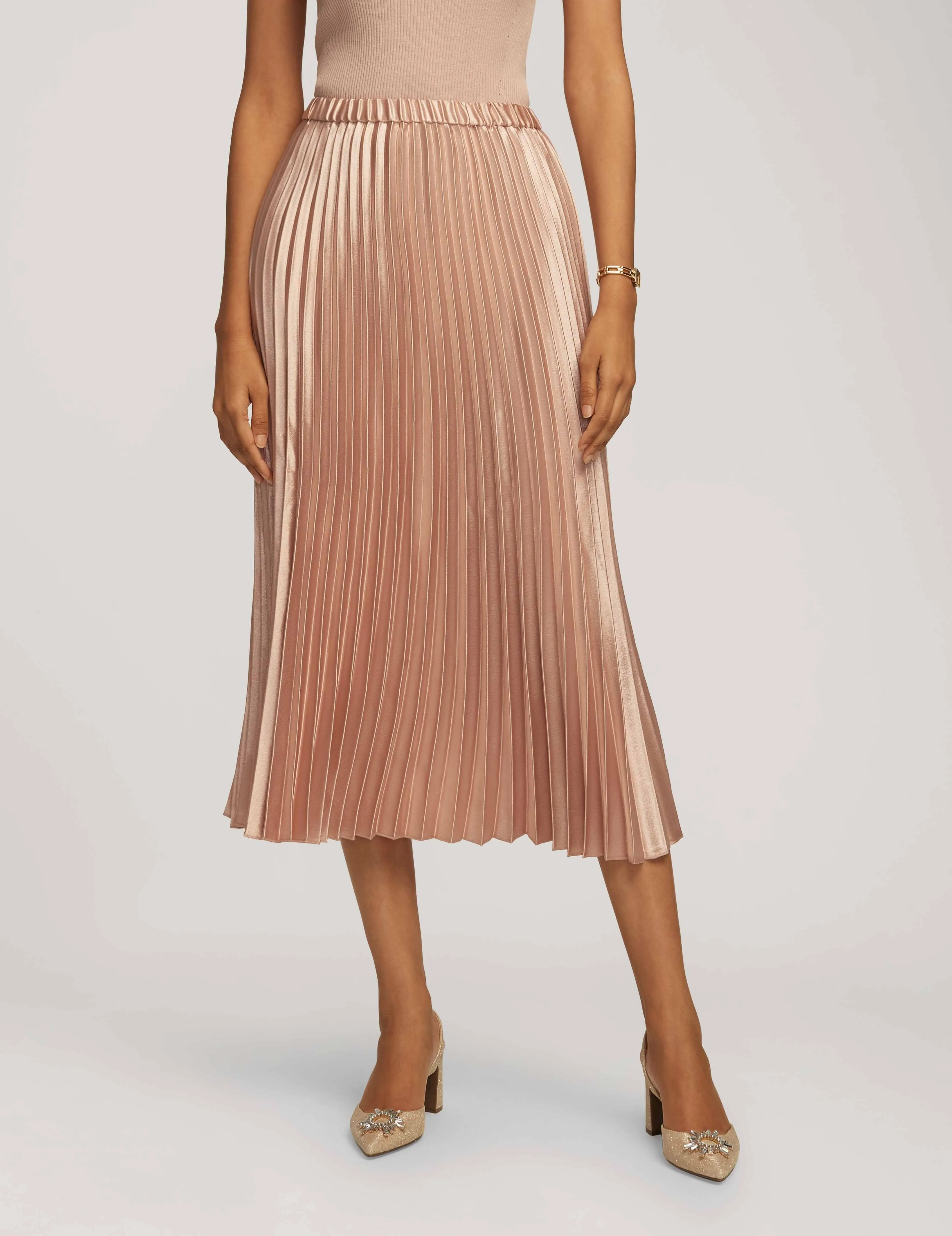 Pull On Pleated Skirt Satin Crepe- Sale sold by Anne Klein product image thumbnail 4