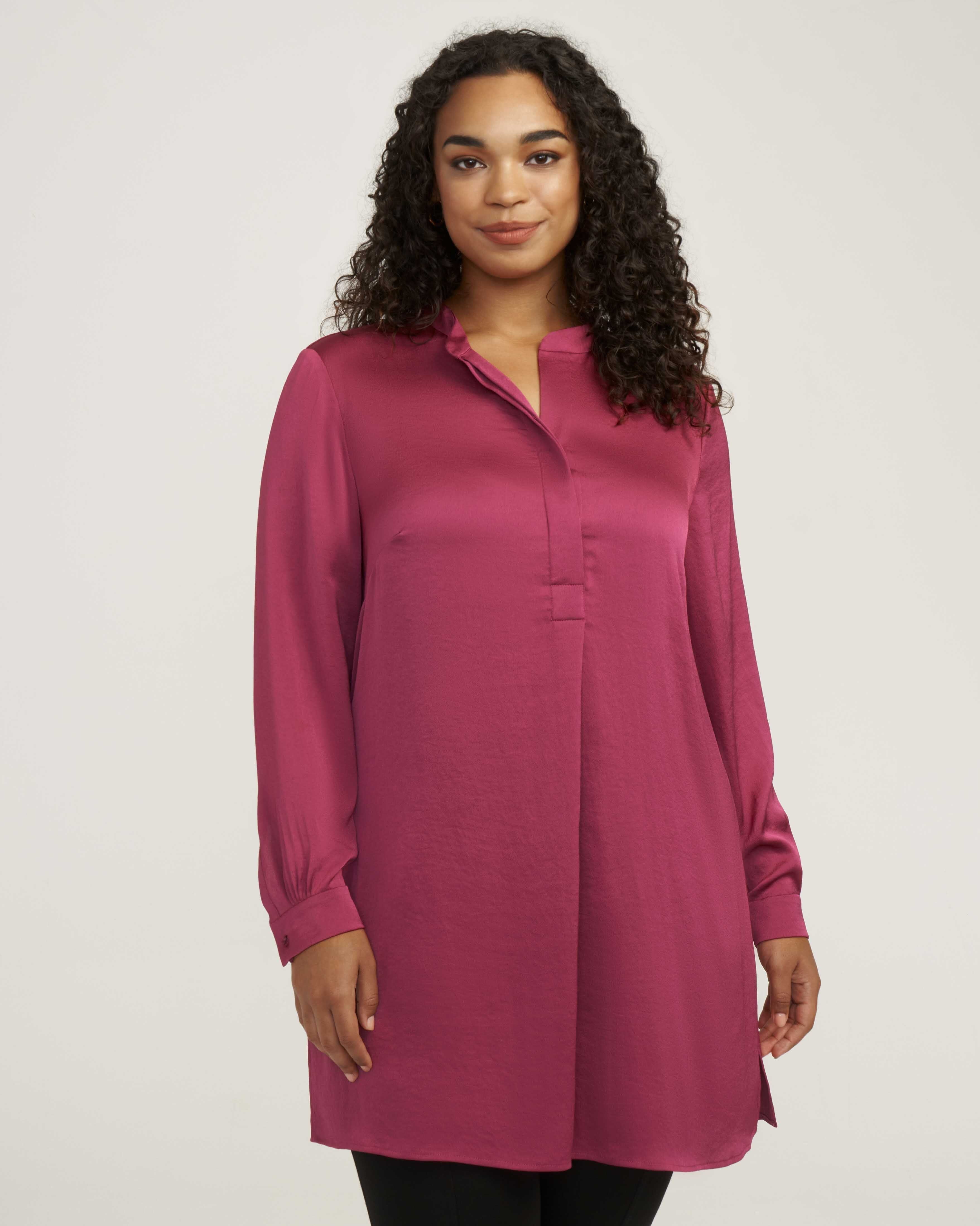 Plus Size Charmeuse Nehru Tunic- Clearance sold by Anne Klein product image thumbnail 2