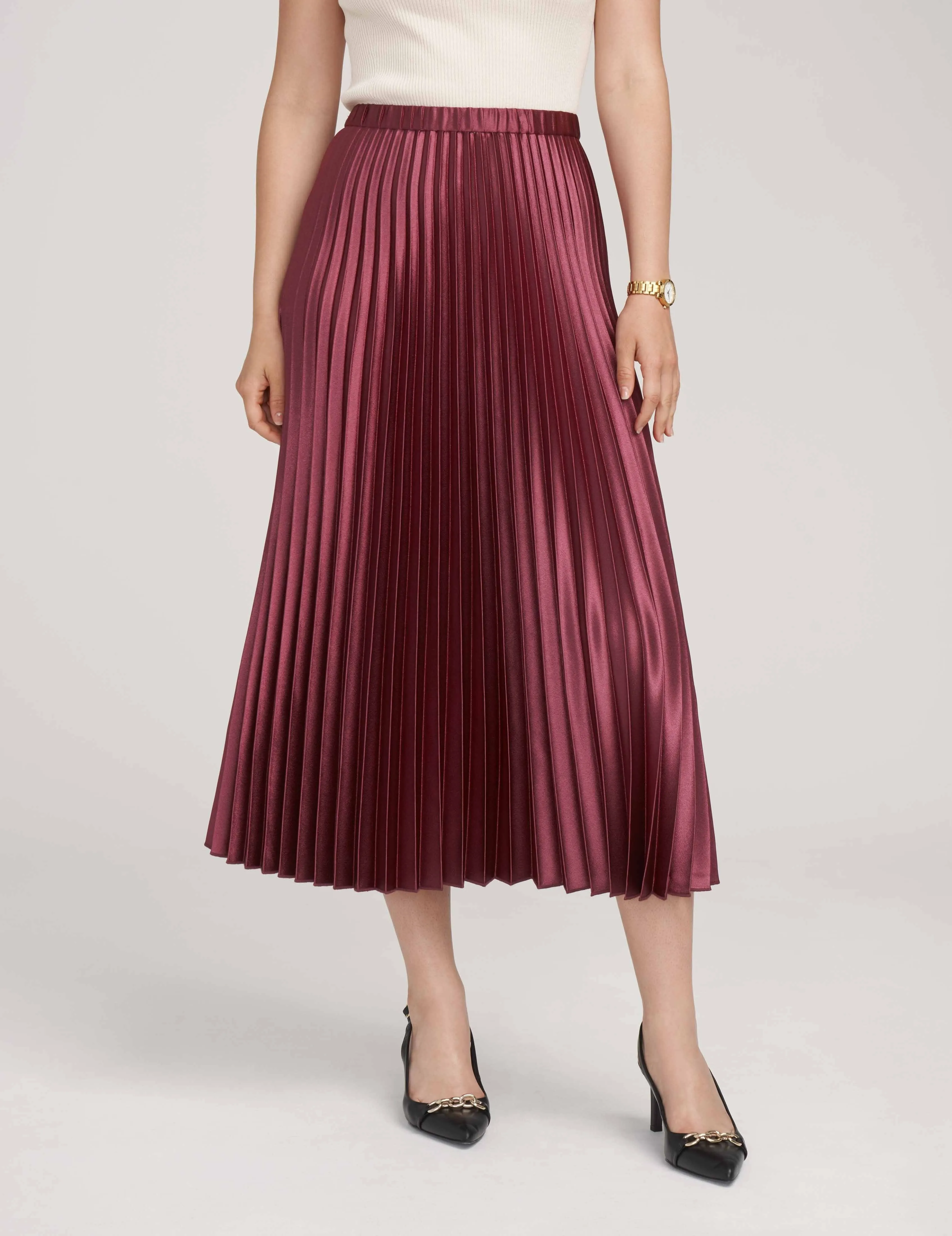 Pull On Pleated Skirt Satin Crepe- Sale sold by Anne Klein product image thumbnail 4
