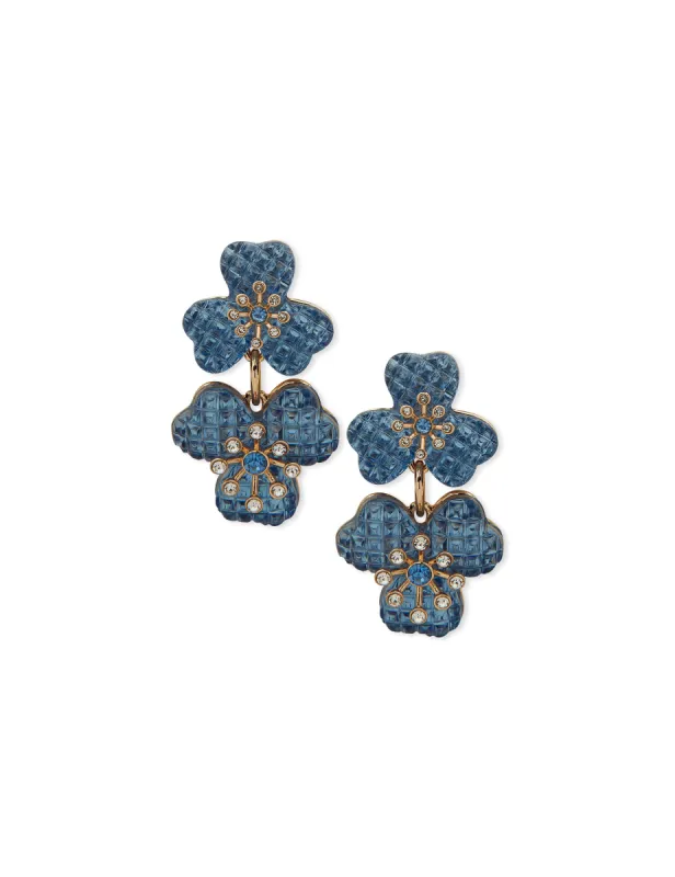 Flower Motif Blue Stud Earrings sold by Anne Klein