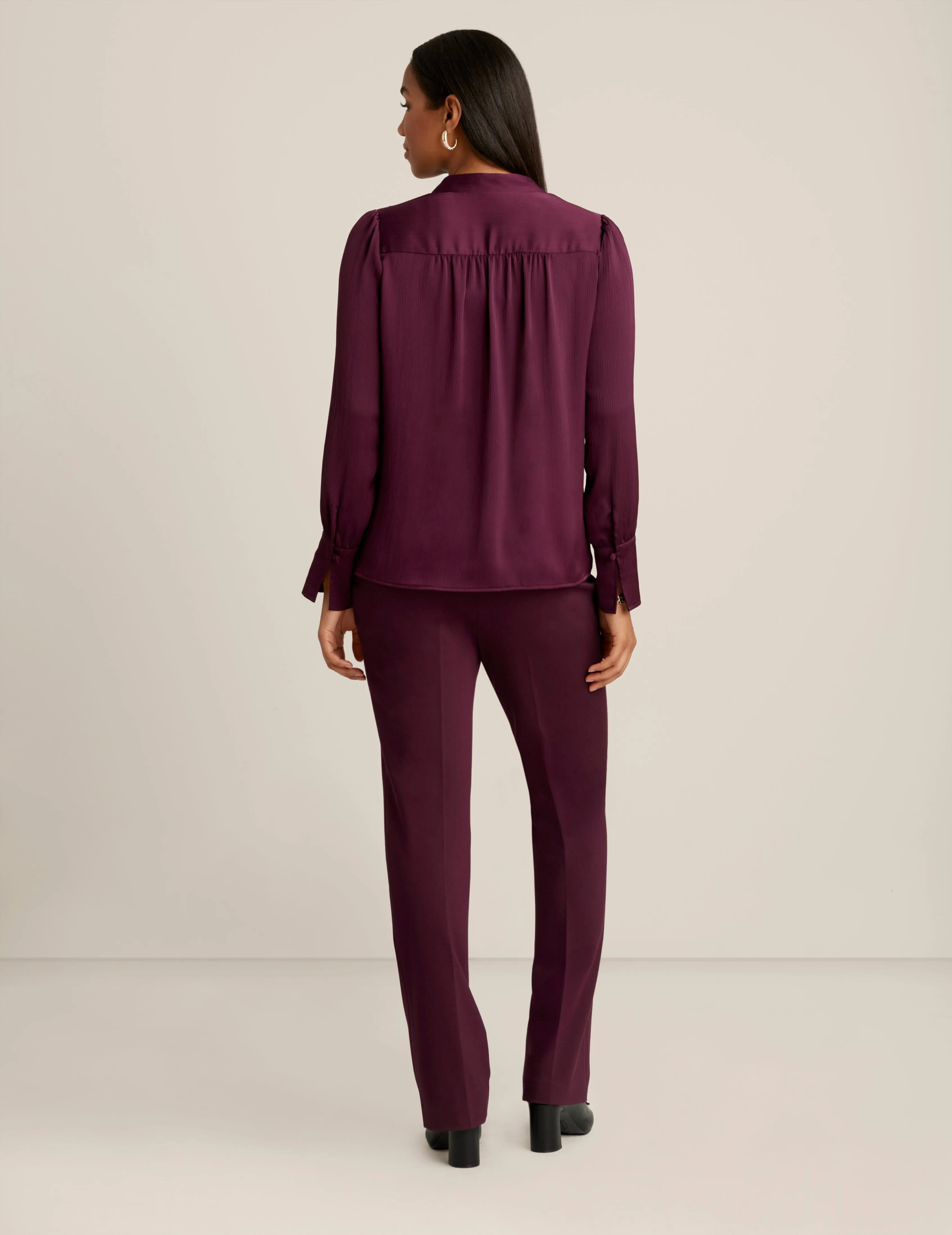 Long Sleeve V Neck Pleat Front Blouse sold by Anne Klein product image thumbnail 2