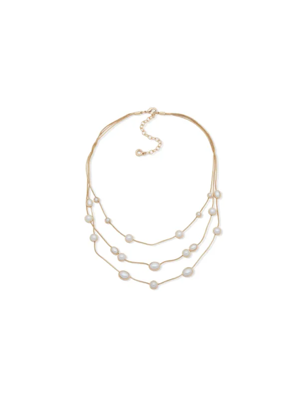 16IN Stone Statement Multirow Necklace sold by Anne Klein