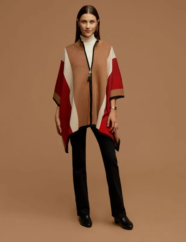 Vertical Stripe Zip Front Cape sold by Anne Klein