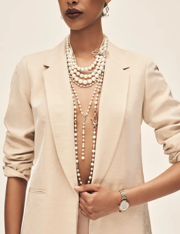 Linen Foil Notched Collar Jacket- Sale sold by Anne Klein
