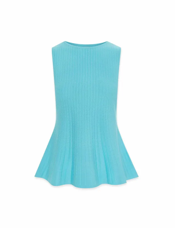 Sunburst Boatneck Knit Peplum Tank- Sale sold by Anne Klein