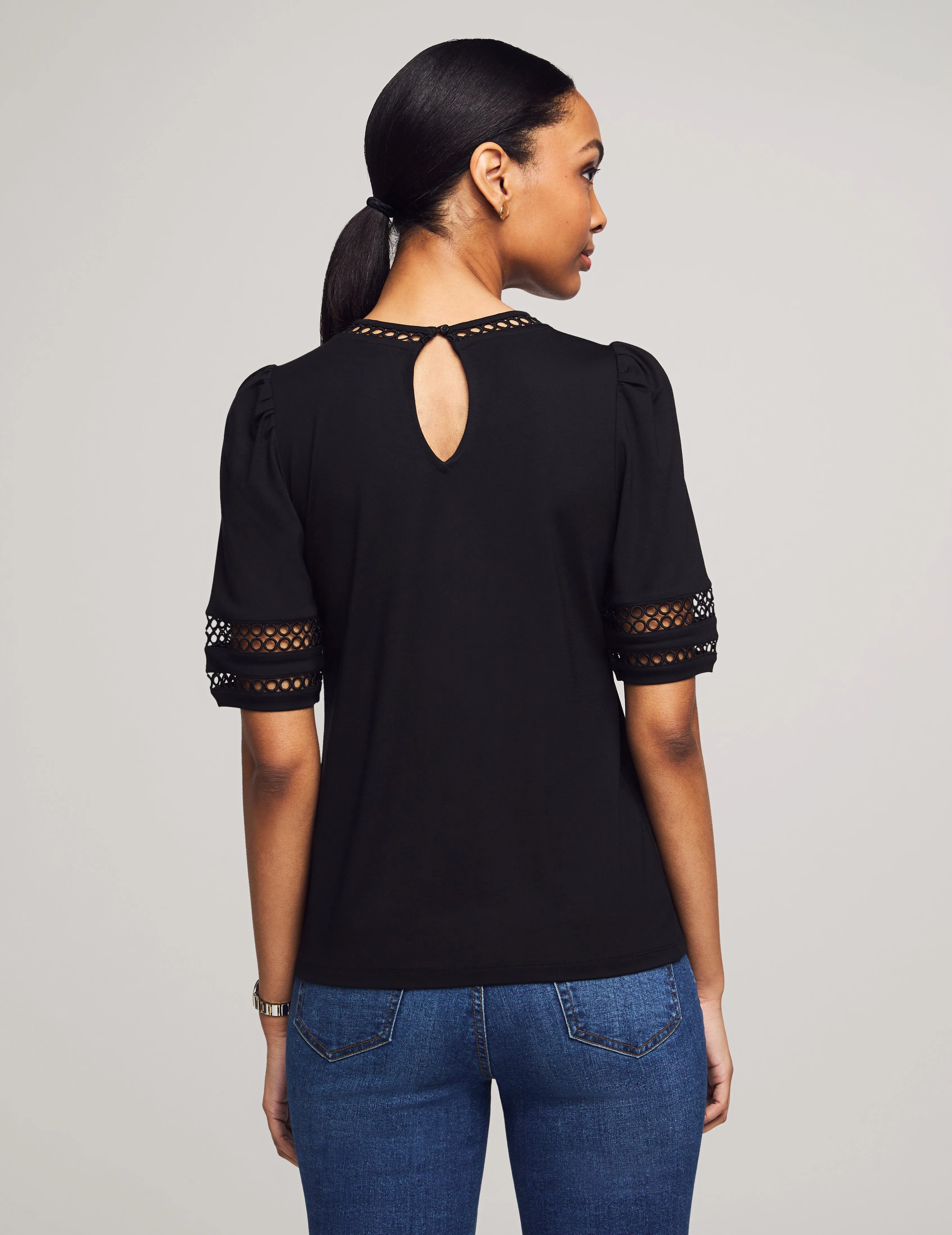 Lace Trim Elbow Sleeve Tee- Sale sold by Anne Klein product image thumbnail 2