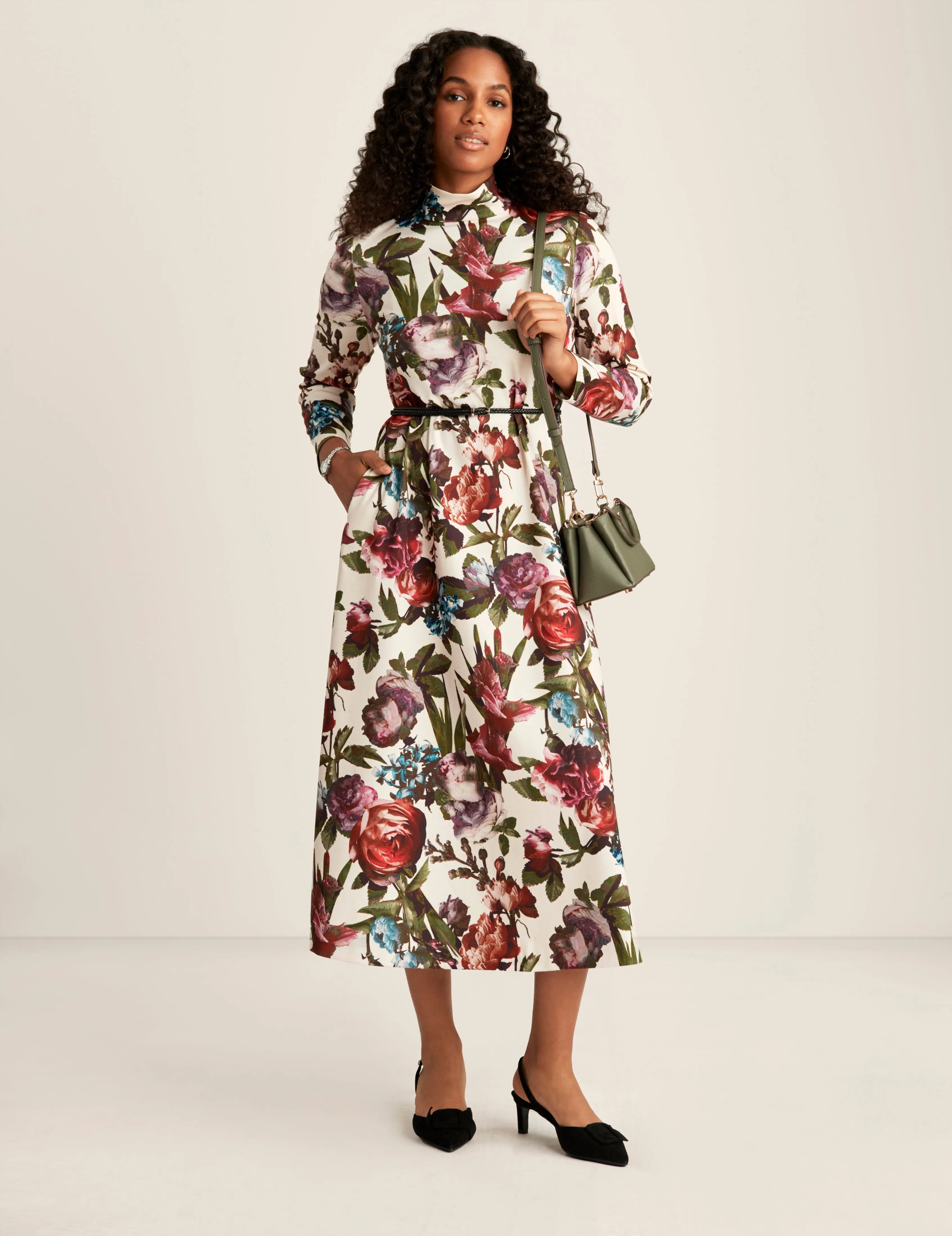 Mock Neck Printed Midi Dress sold by Anne Klein