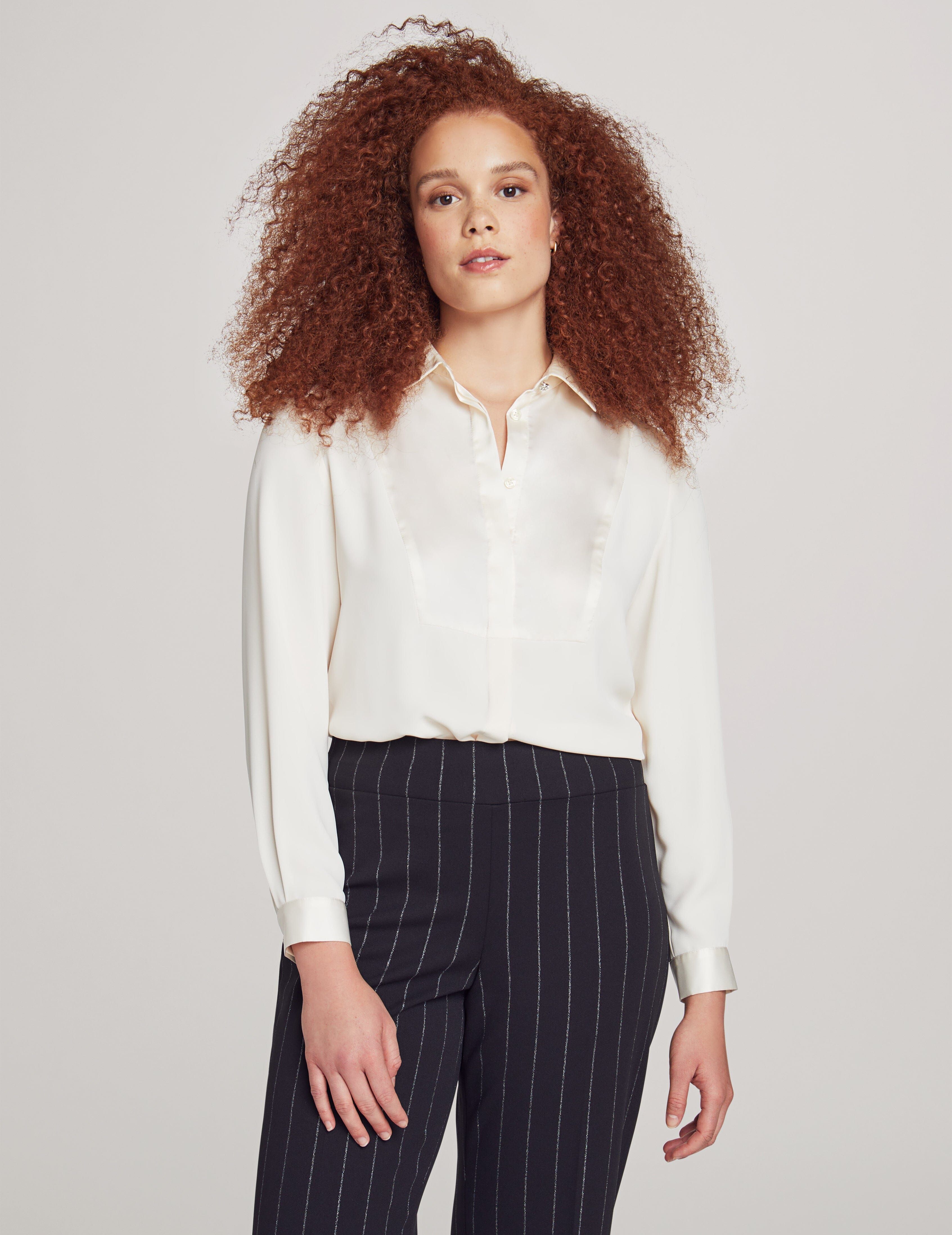 Tuxedo Button Down Shirt With Contrast Fabrics sold by Anne Klein product image thumbnail 2