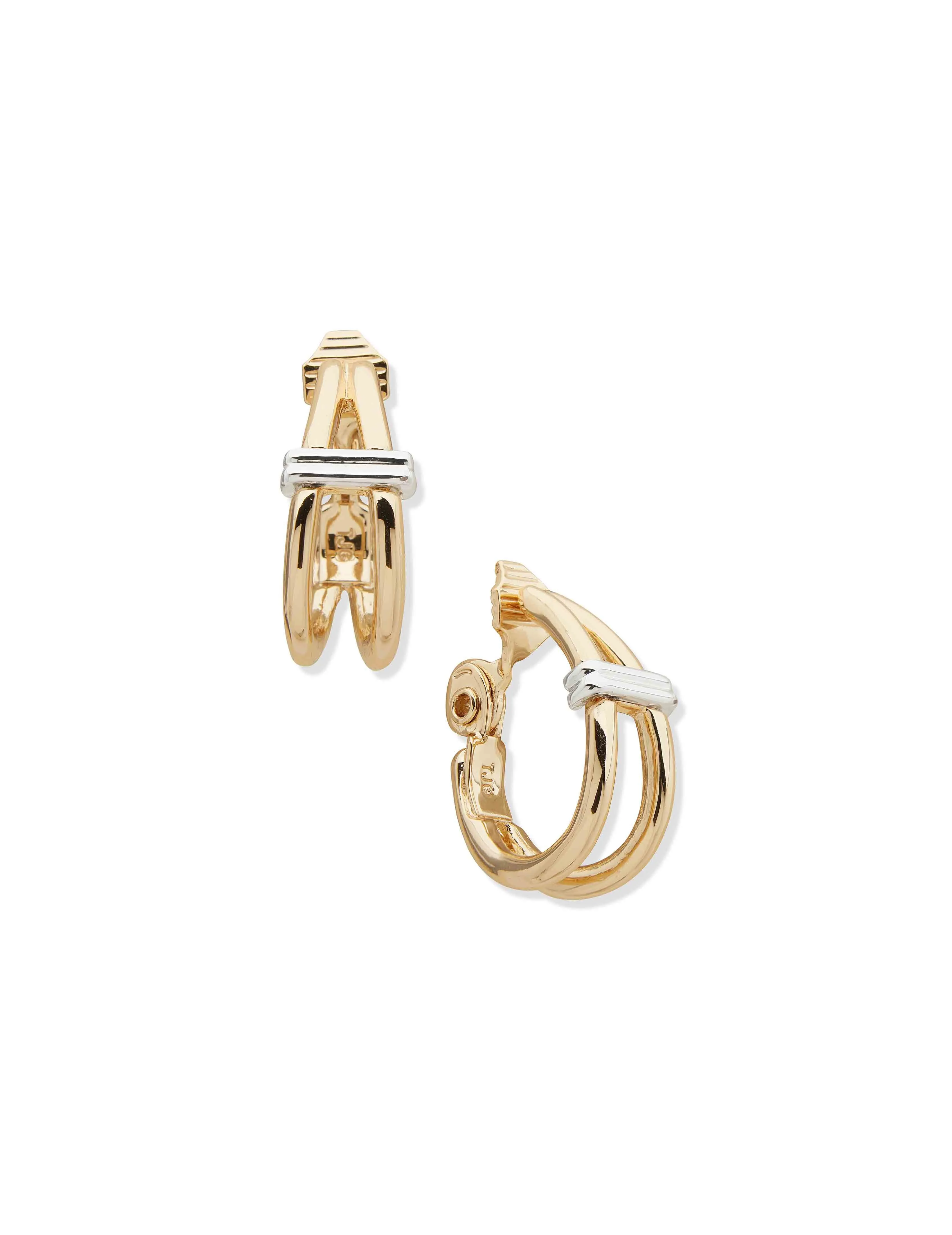 Gold 26MM 2 Row Hoop Earring sold by Anne Klein