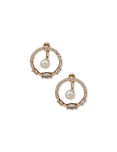Doorknocker Circular Crystal Earrings sold by Anne Klein