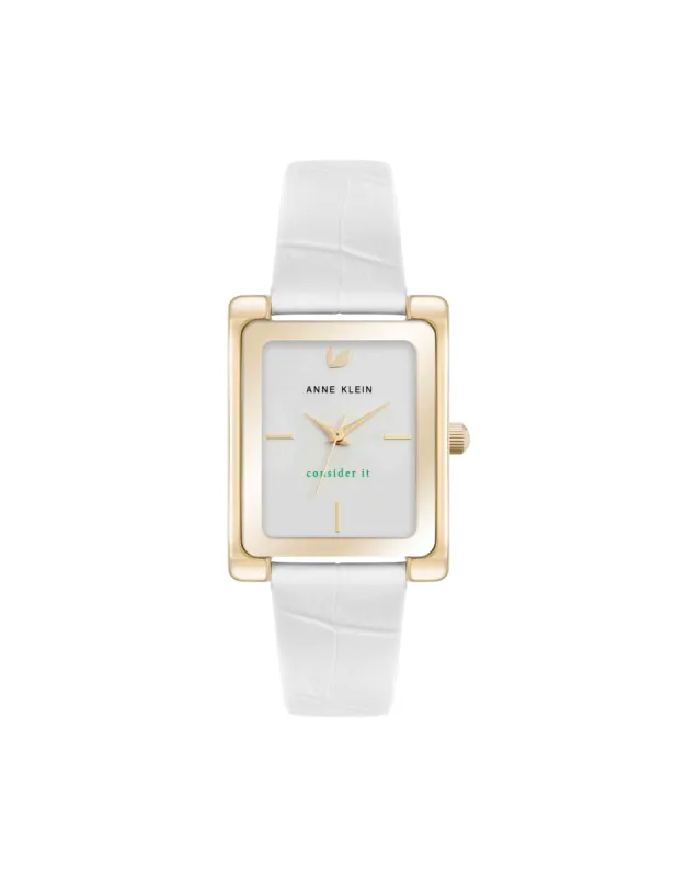 Consider It Rectangular Leather Band Watch sold by Anne Klein