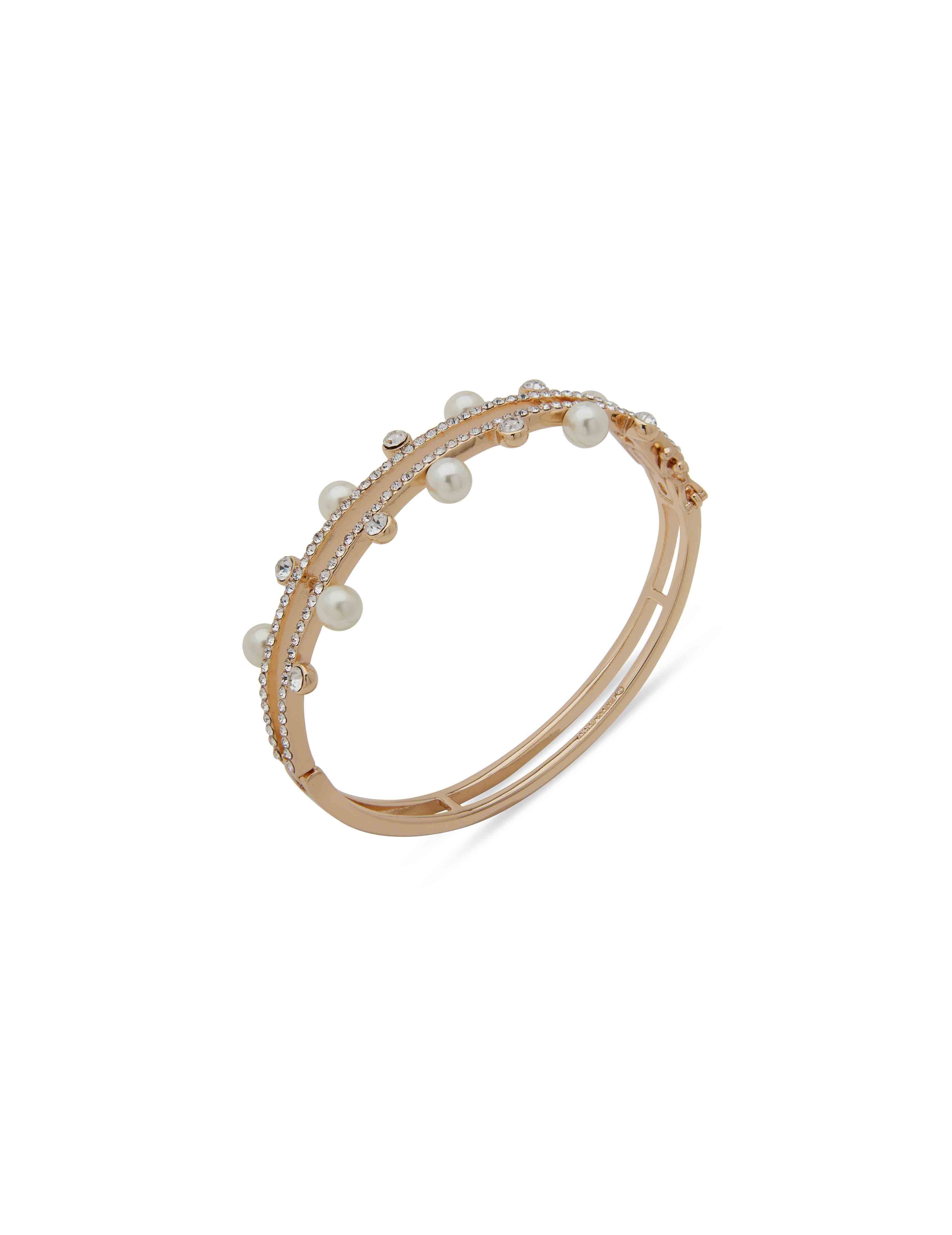 Hinge Bracelet With Faux Pearls sold by Anne Klein