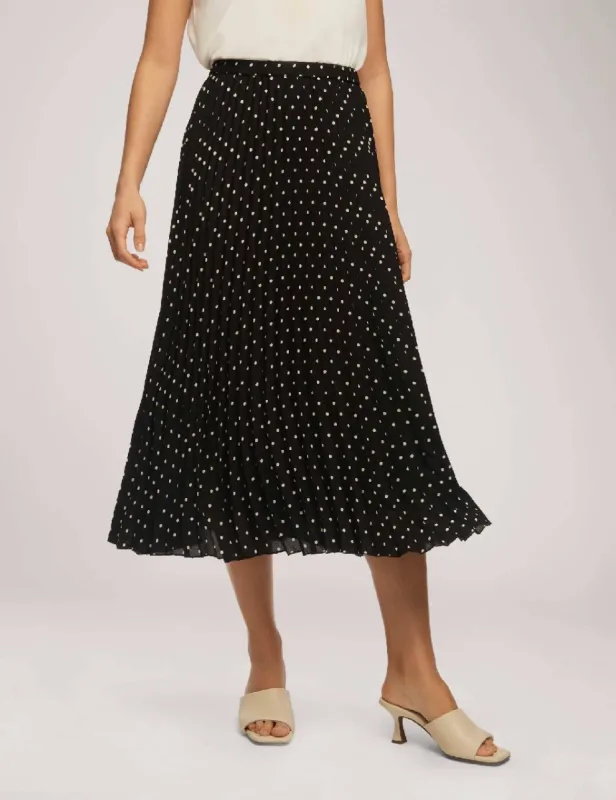 Polka Dot Chiffon Pull On Pleated Skirt sold by Anne Klein
