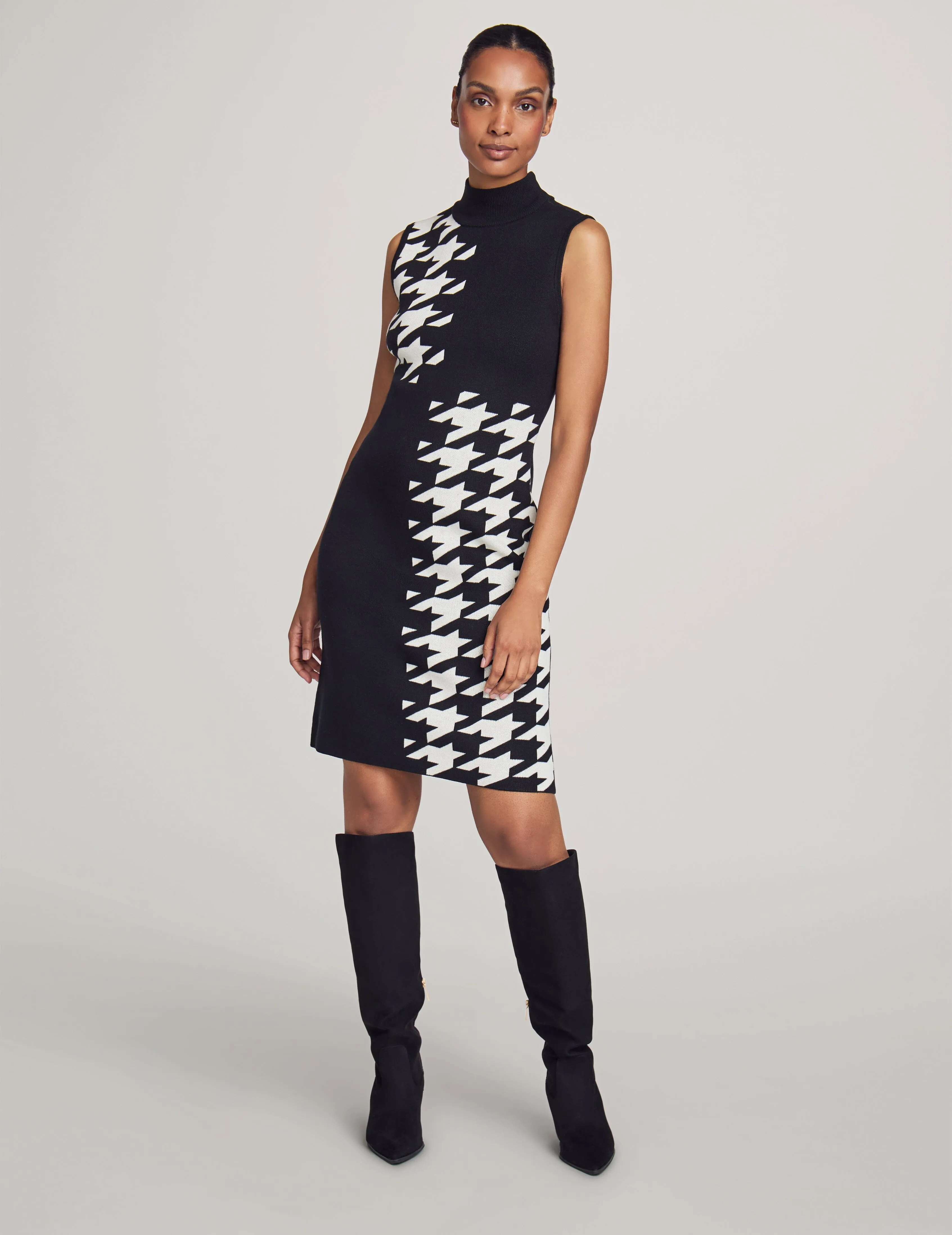 Houndstooth Mock Neck Sweater Dress- Sale sold by Anne Klein