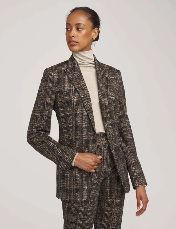 Long Peak Plaid Lapel Jacket- Sale made by Kasper