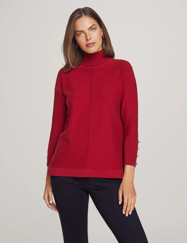 Mock Neck Long Sleeve Sweater With Buttons sold by Anne Klein
