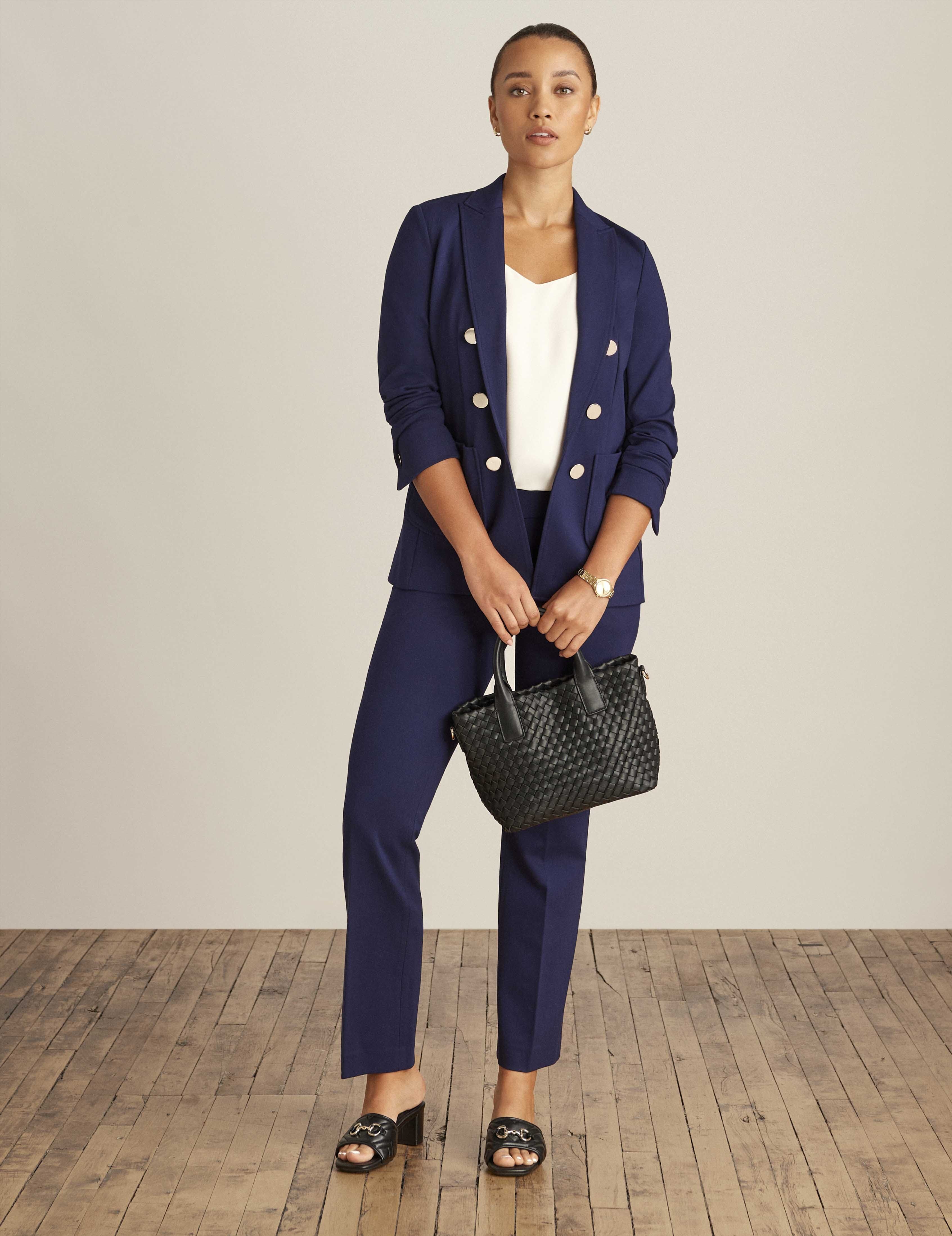 Compression Collection Faux Double Breasted Blazer With Patch Pockets sold by Anne Klein