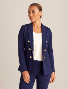 Compression Collection Faux Double Breasted Blazer With Patch Pockets sold by Anne Klein