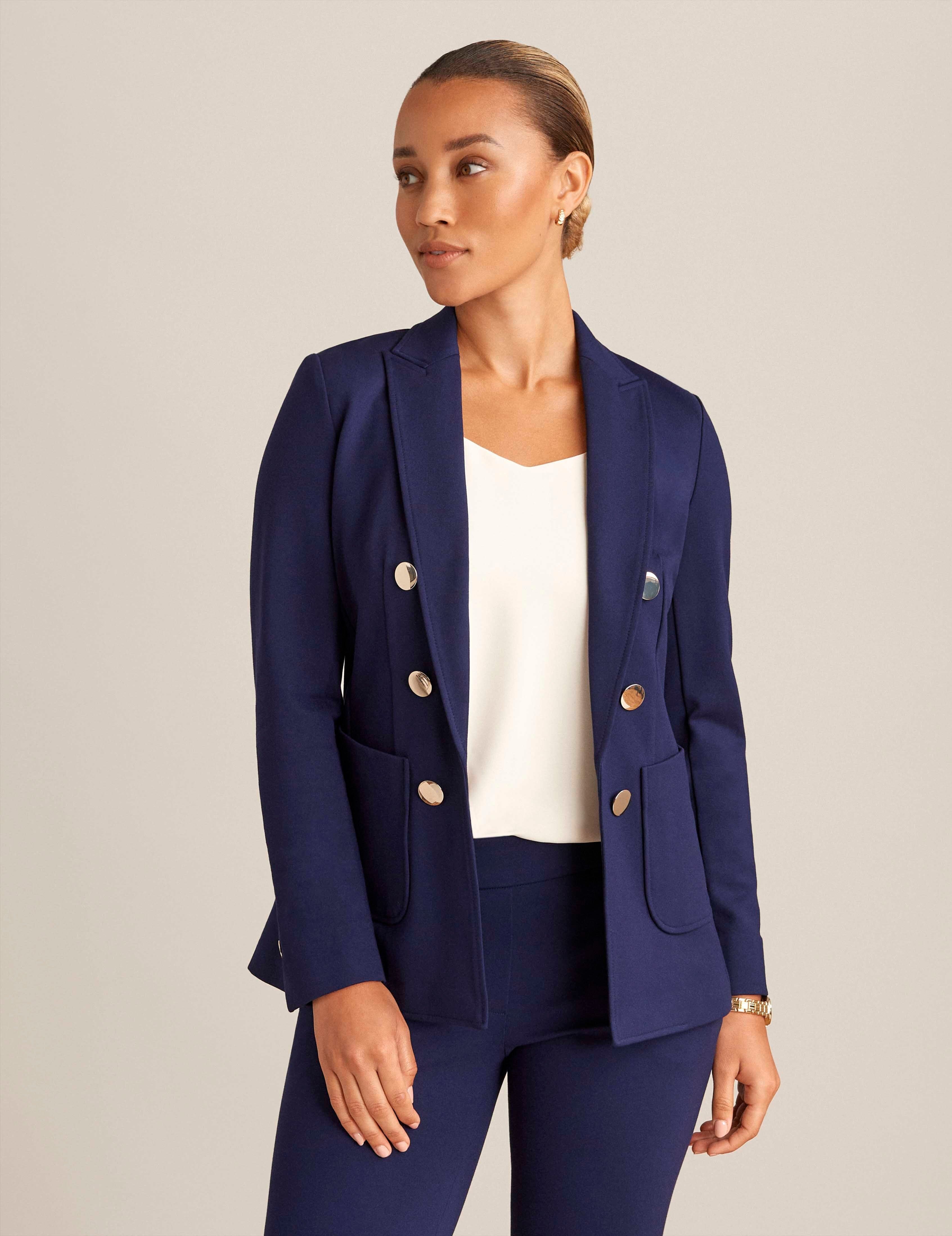 Compression Collection Faux Double Breasted Blazer With Patch Pockets sold by Anne Klein product image thumbnail 2