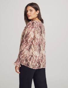 Long Sleeve V Neck Blouse With Smocked Sleeve sold by Anne Klein