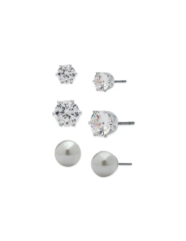 CZ and Pearl Stud Trio sold by Anne Klein