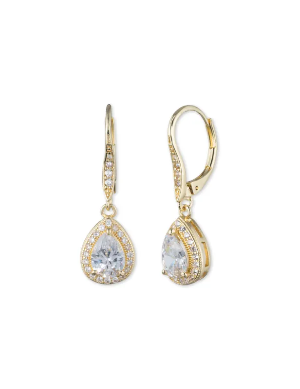 Gold CZ Pear Eurowire Drop Earrings sold by Anne Klein