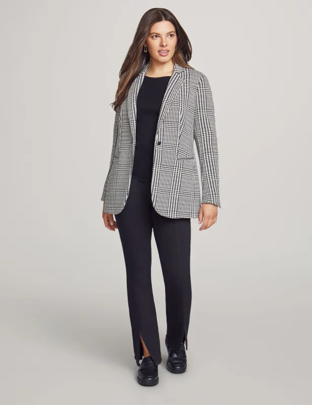 Knit Plaid One Button Notch Collar Jacket- Sale sold by Anne Klein