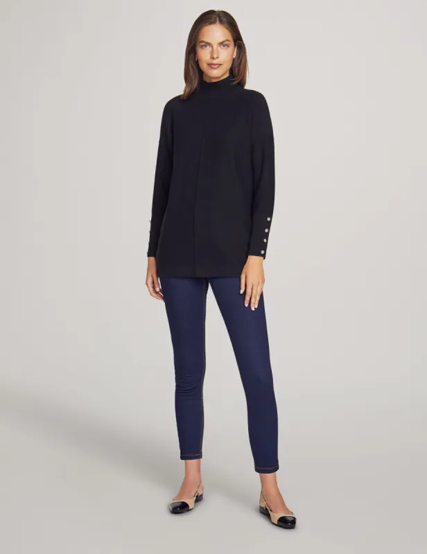 Mock Neck Long Sleeve Sweater With Buttons sold by Anne Klein