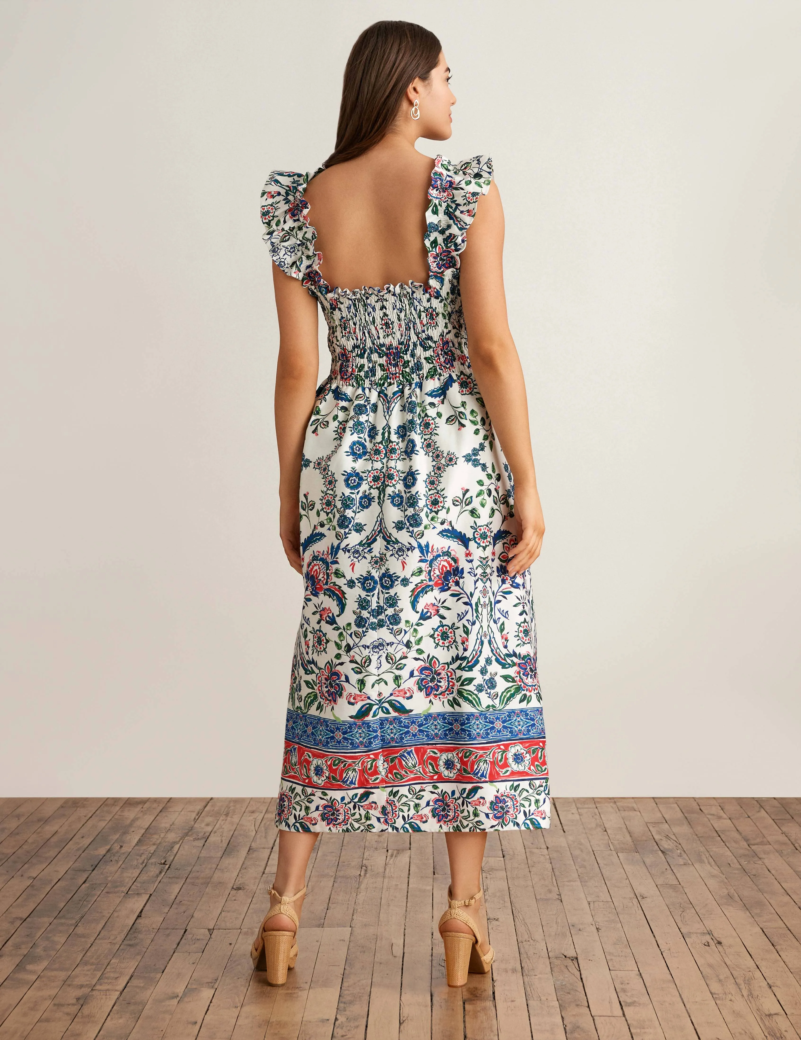 Smocked Ruffle Sleeve Midi Dress sold by Anne Klein product image thumbnail 2