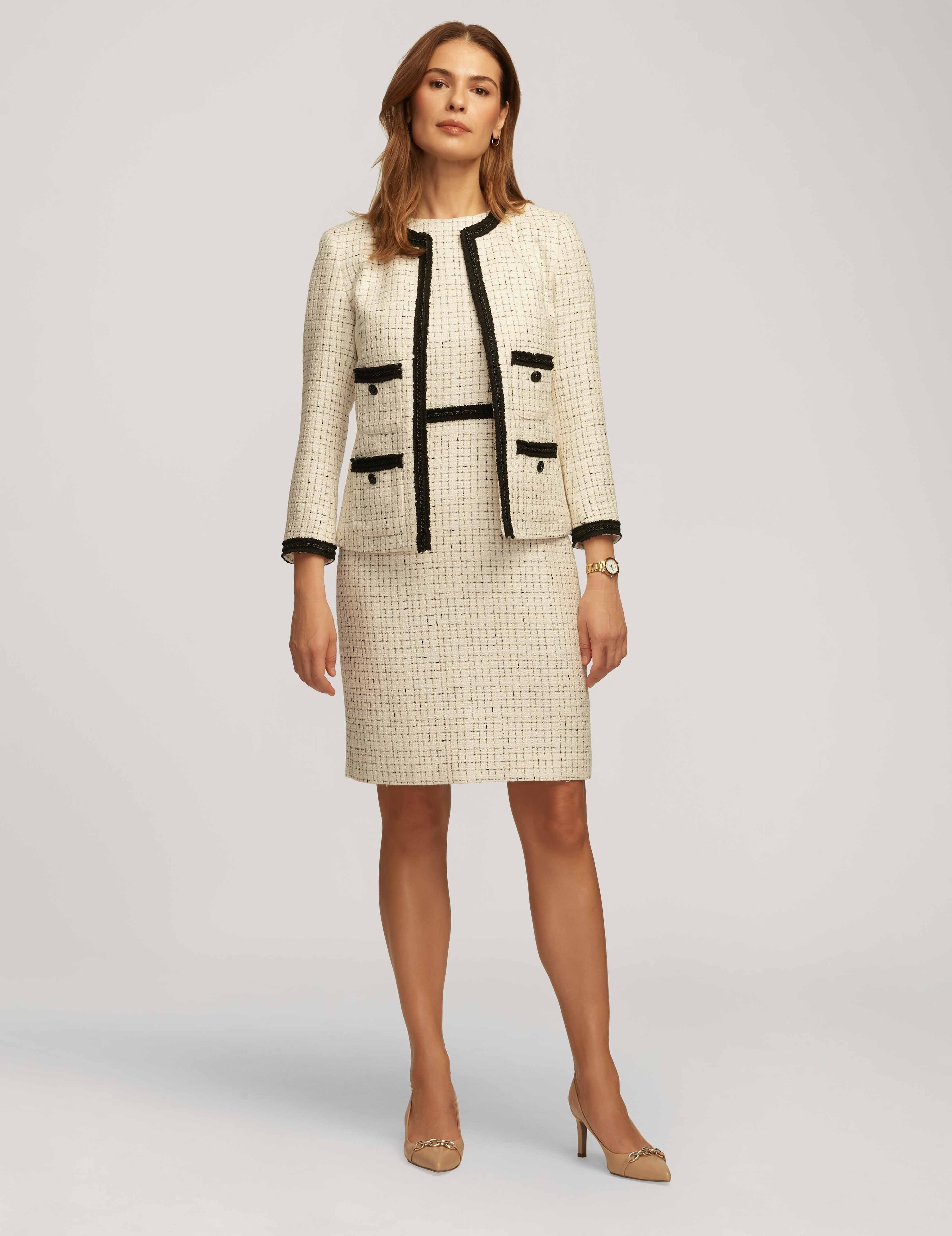 Tweed Patch Pocket Jacket With Fringe Trim- Clearance sold by Anne Klein product image thumbnail 4