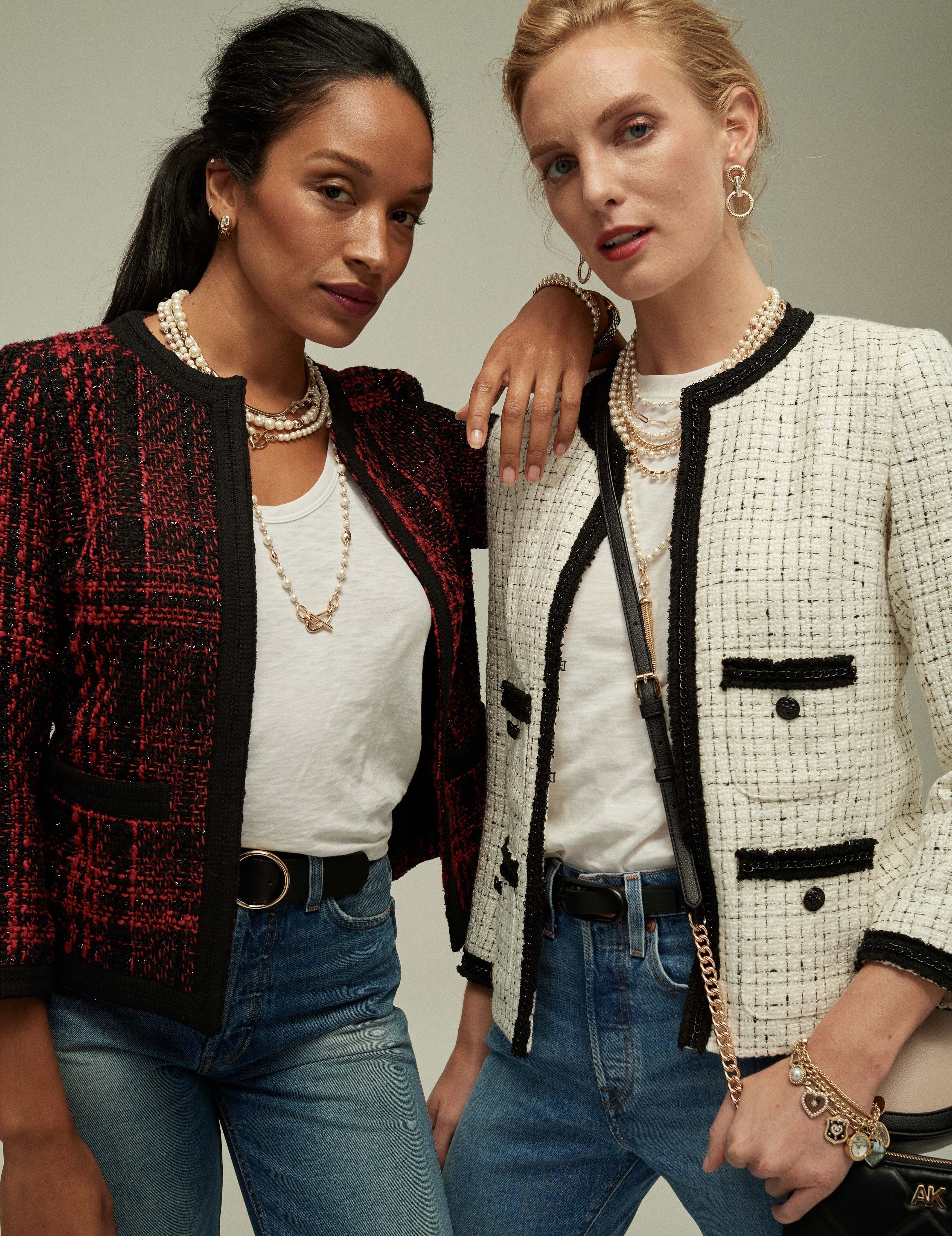 Tweed Patch Pocket Jacket With Fringe Trim- Clearance sold by Anne Klein