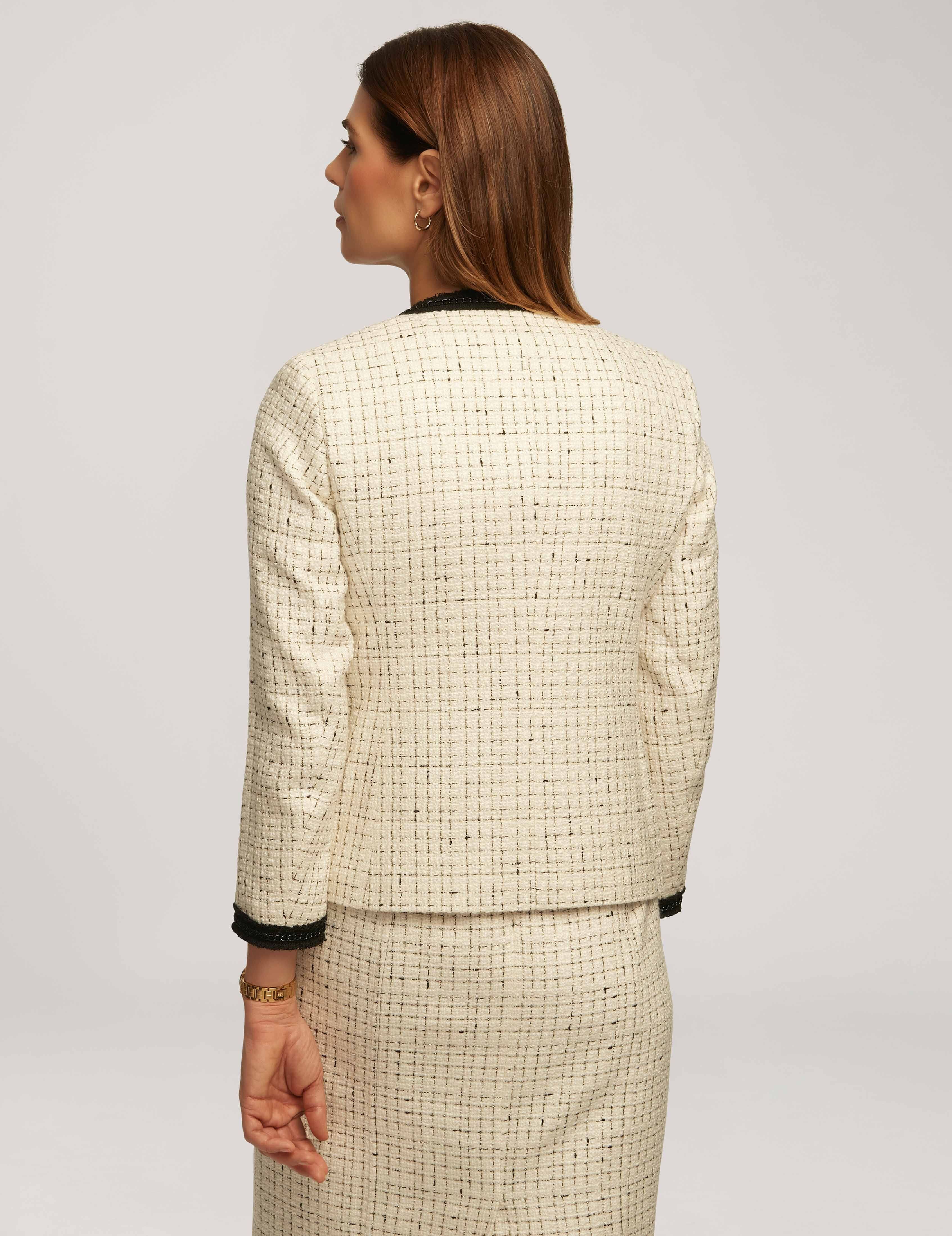 Tweed Patch Pocket Jacket With Fringe Trim- Clearance sold by Anne Klein product image thumbnail 3