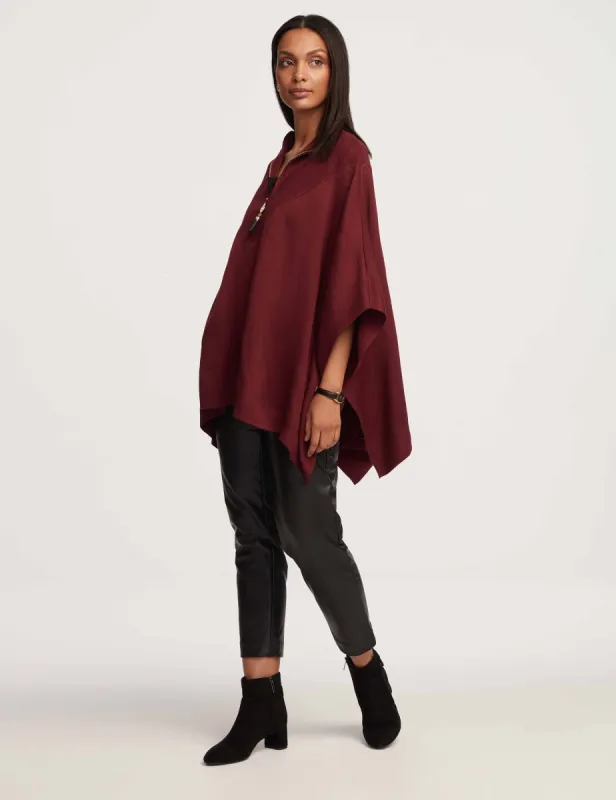 Mock Neck Rib Half Zip Poncho- Clearance sold by Anne Klein