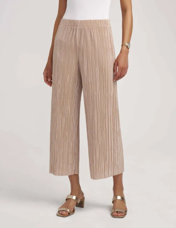 Pull On Pleated Knit Wide Leg Crop- Sale made by Kasper