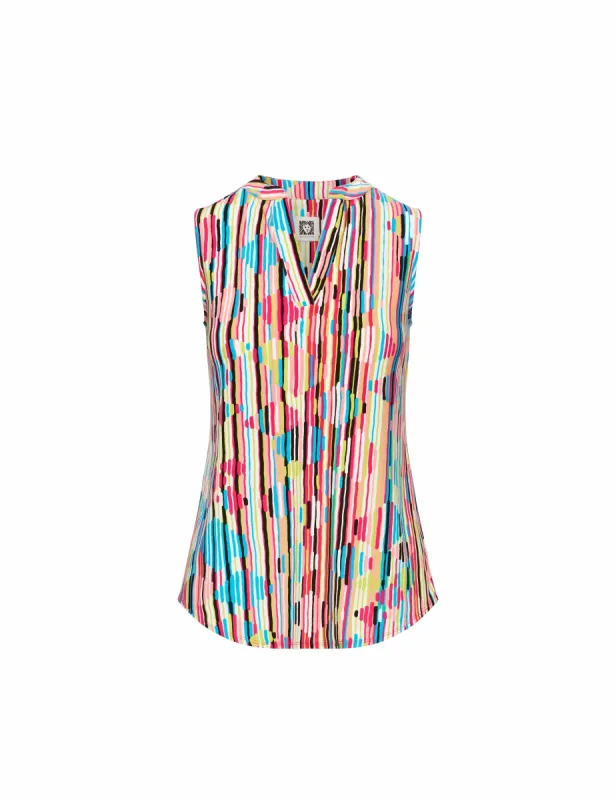 Printed Ity Sleeveless Split Neck Tunic- Sale sold by Anne Klein