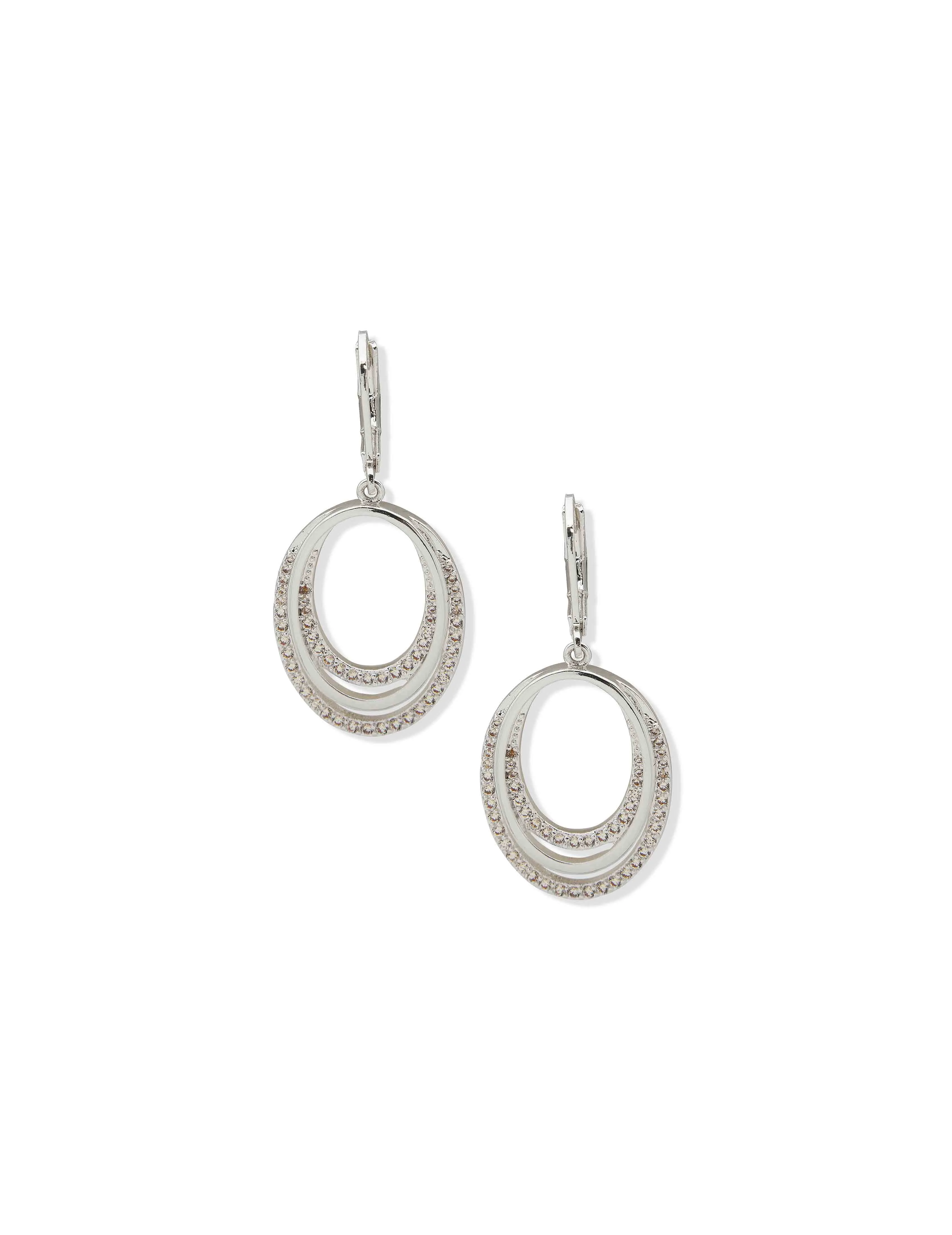 Silver Open Oval Drop Earrings sold by Anne Klein