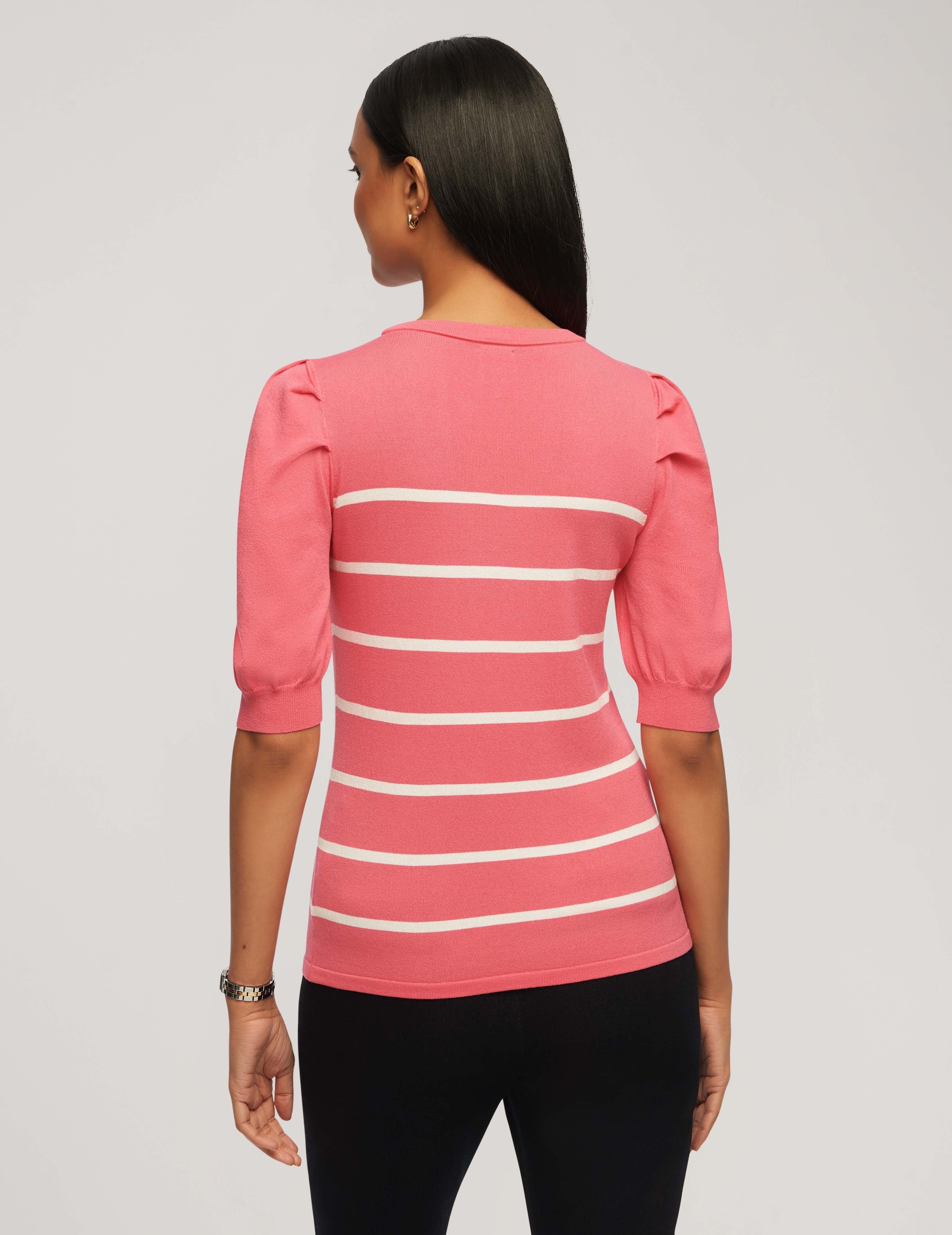 Short Puff Sleeve Crew Neck With Stripes- Clearance sold by Anne Klein product image thumbnail 2