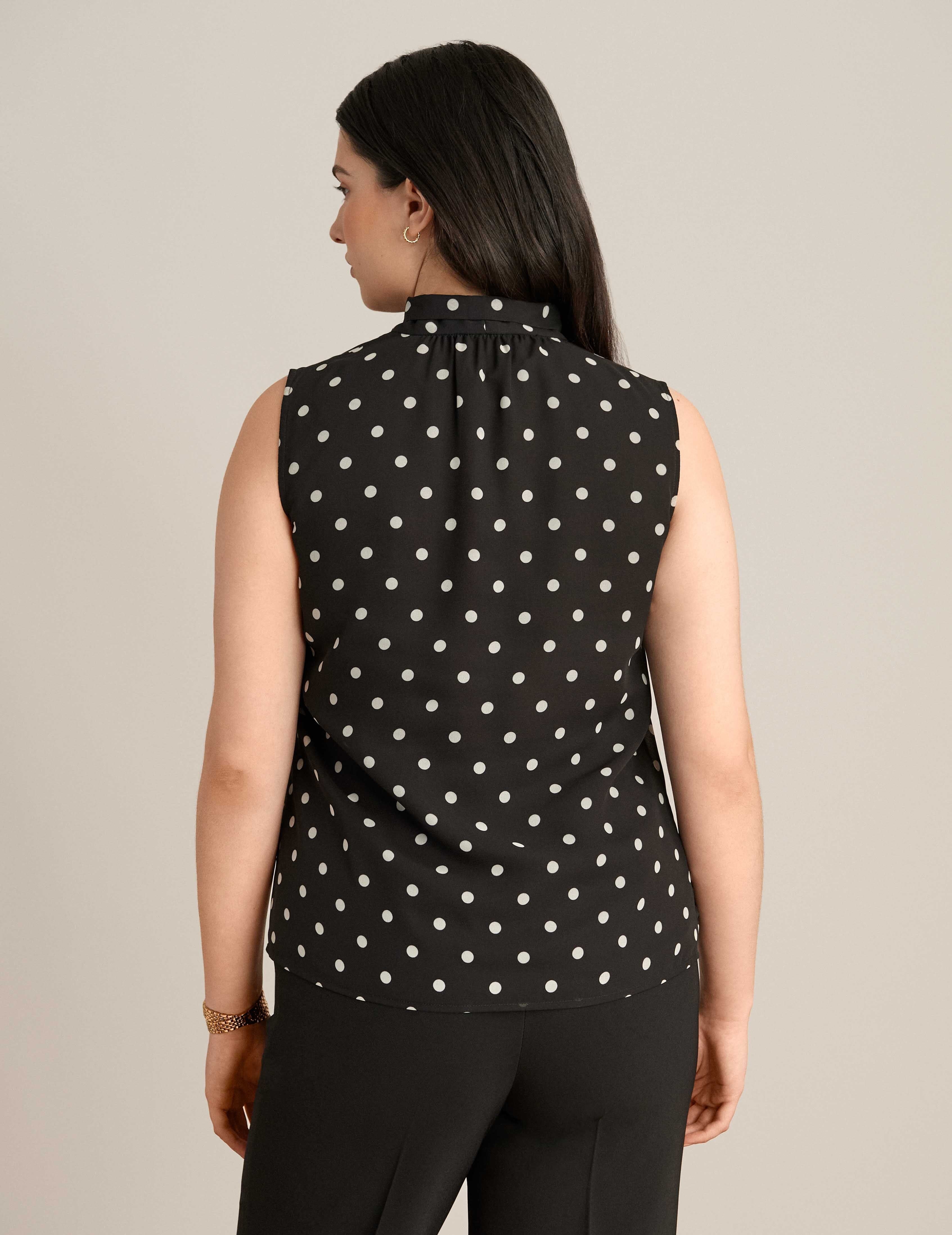 Sleeveless Polka Dot Bow Blouse sold by Anne Klein product image thumbnail 2