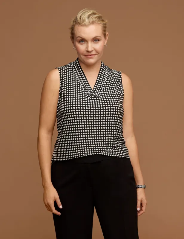 Plus Size Pearly Dot Triple Pleat Top sold by Anne Klein
