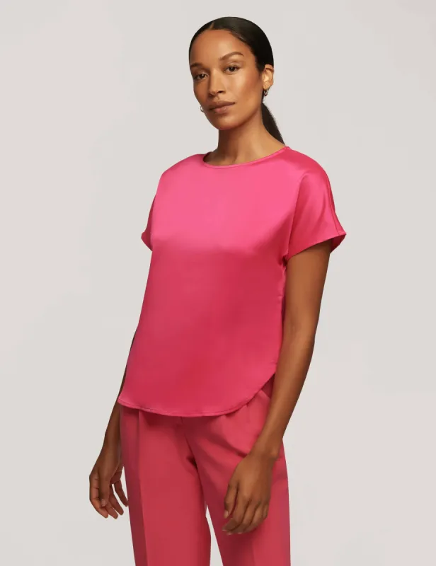 Montreal Satin Short Sleeve Blouse With Bateau Neck- Clearance sold by Anne Klein