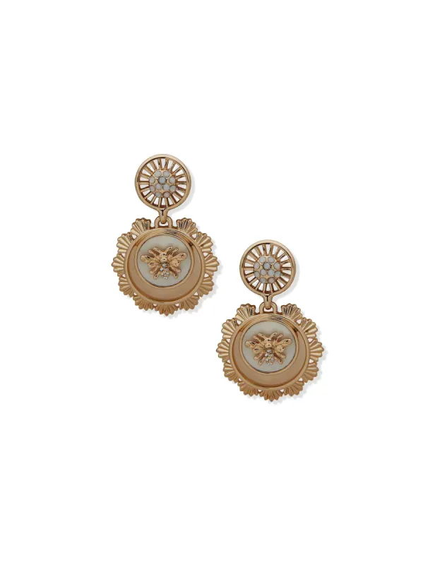 Bee Motif Drop Earrings sold by Anne Klein