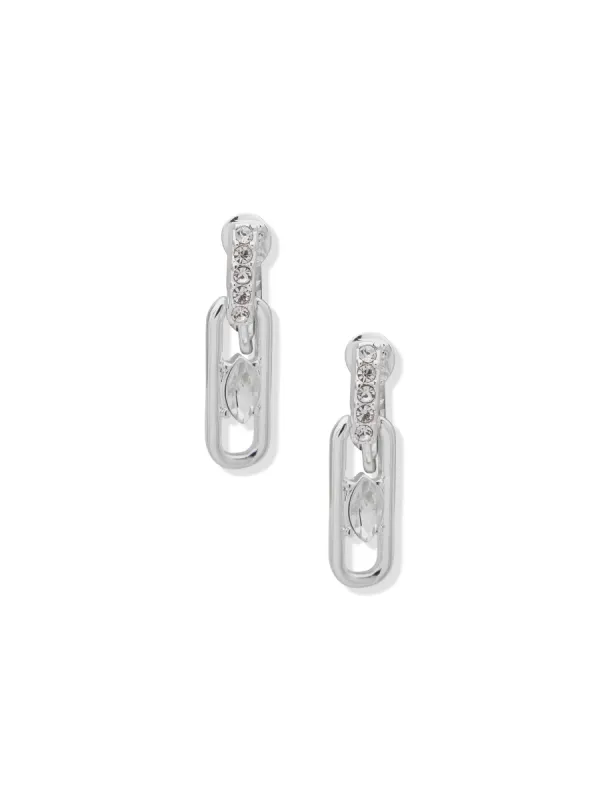 Link Navette Stone Drop Crystal Clip Earrings sold by Anne Klein