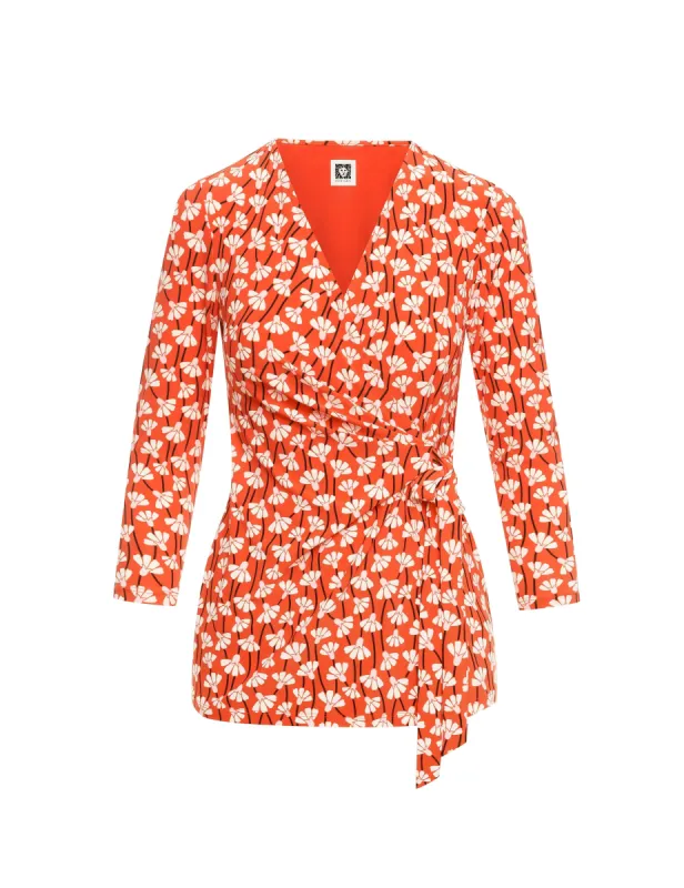 Printed Faux Wrap Top- Clearance sold by Anne Klein