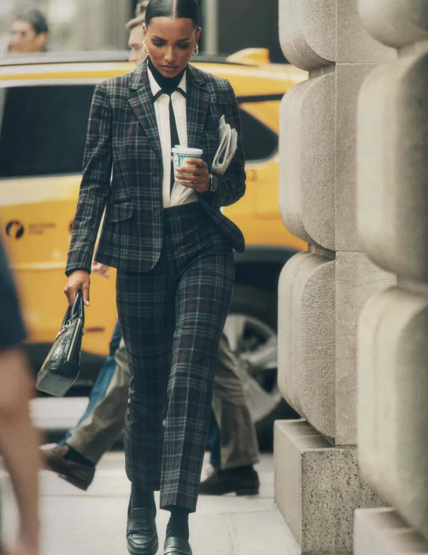 Plaid Printed Two Button Jacket sold by Anne Klein