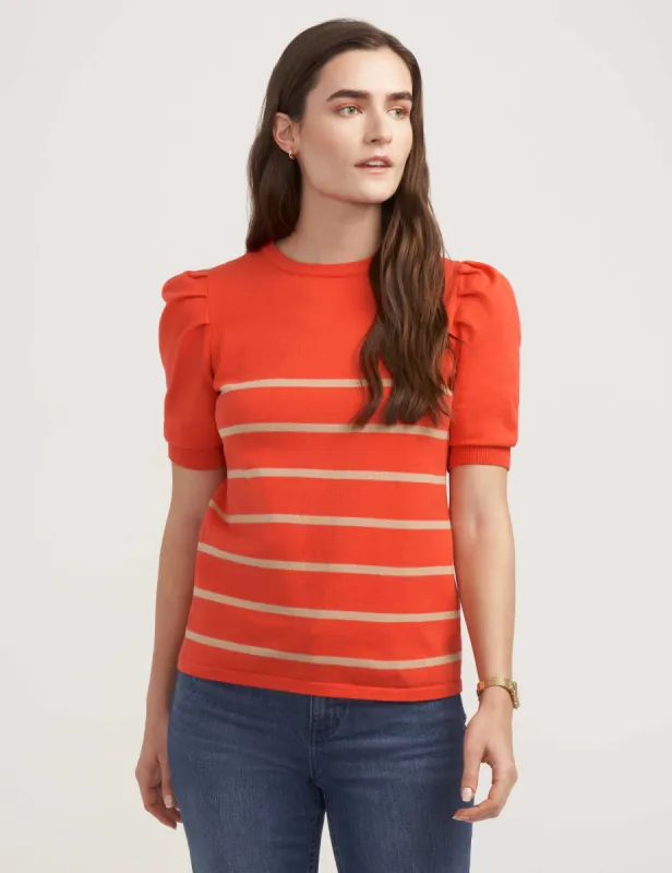 Puff Sleeve Stripe Crew Neck Top- Clearance sold by Anne Klein